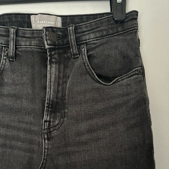 Everlane The High Rise Straight Jeans size 26 Faded Black Cut off Ankle Denim - Picture 2 of 10